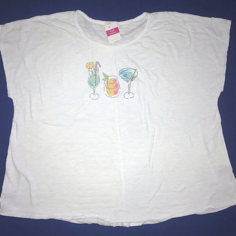 COPY - FRESH PRODUCE 1X 2X White Tropical Drinks $46 KEEPSAKE Slouchy Tee Top N…